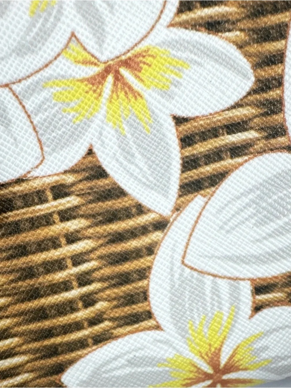 Dooney & Bourke Brown Wicker Floral Wristlet with Yellow Accents